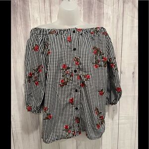 MIRROR IMAGE off the shoulders embroidered top/ size M